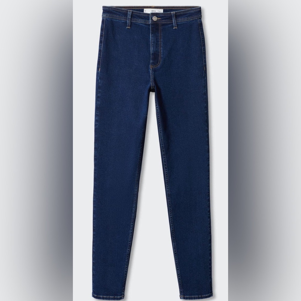 Mango High-waist Cotton Blend Jeggings in Dark Blue Denim